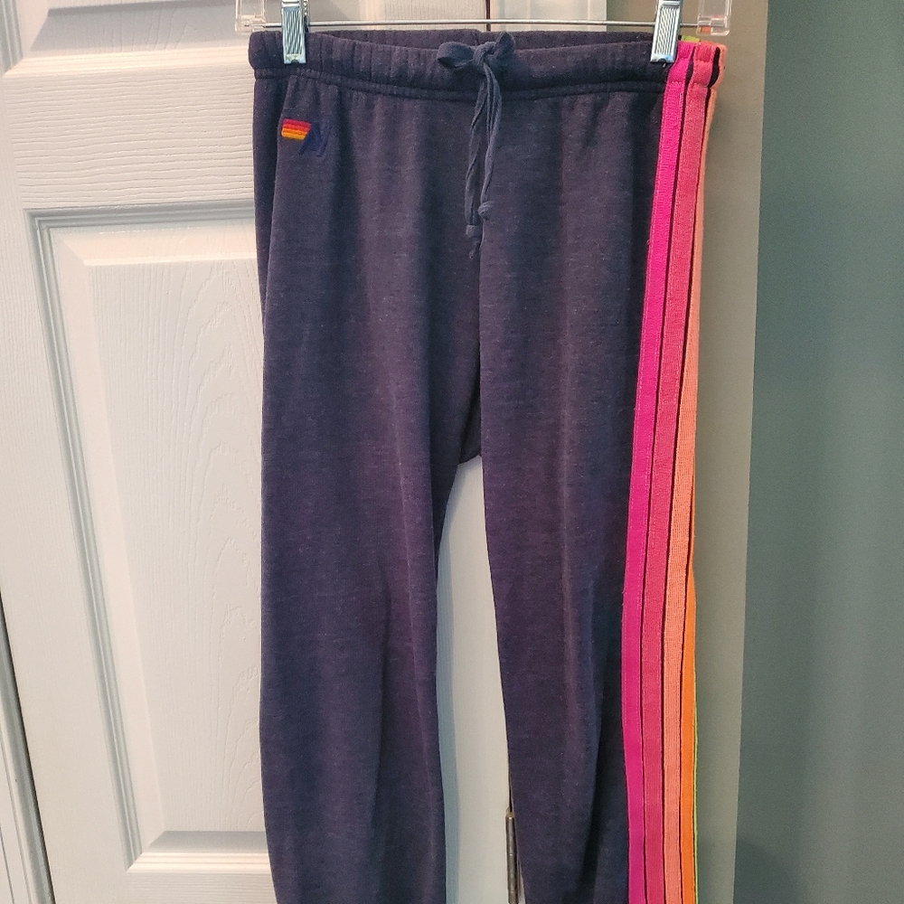 Aviator Nation Classic Sweatpants Neon Stripe, Extra Small
